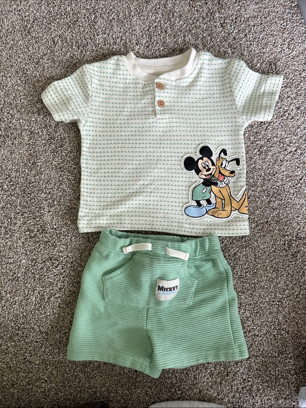 Disney Mint Green Mickey & Pluto Kids Matching Set